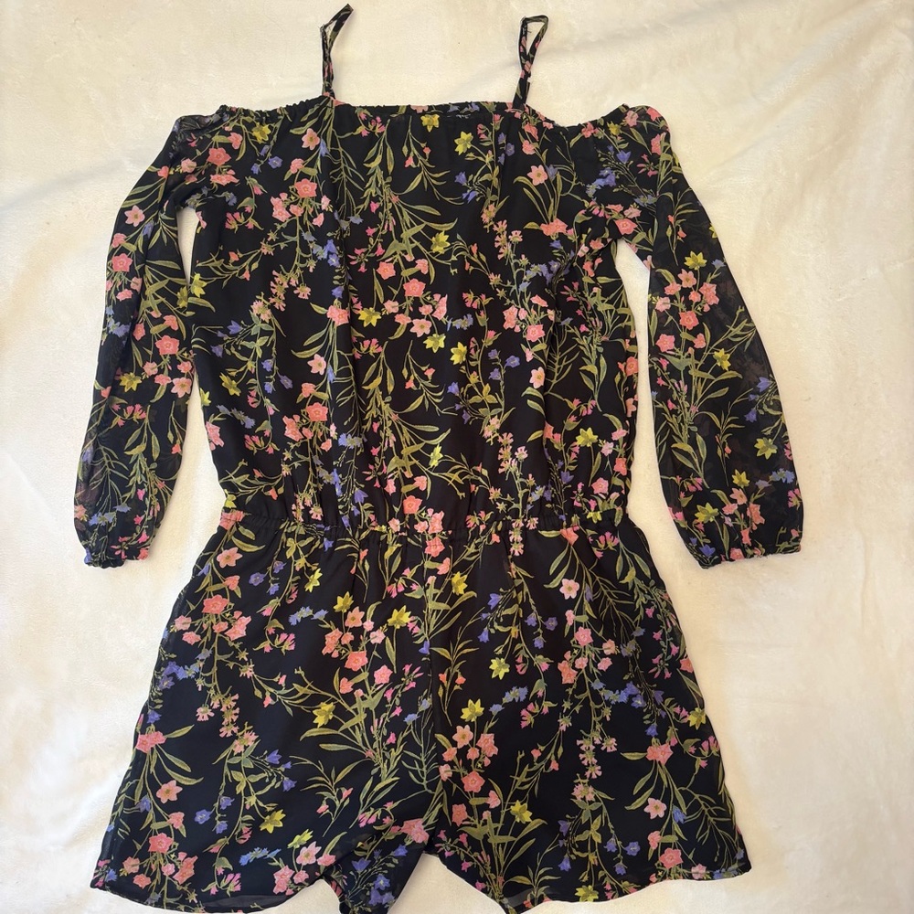 Children’s Place Floral Kids Romper - Black, Pink, Green